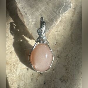 Sterling Silver Peach Moonstone Necklace Pendant